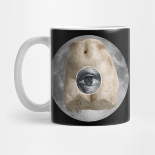 Surreal Collage Art with Classical Nude Body Sculpture Mug